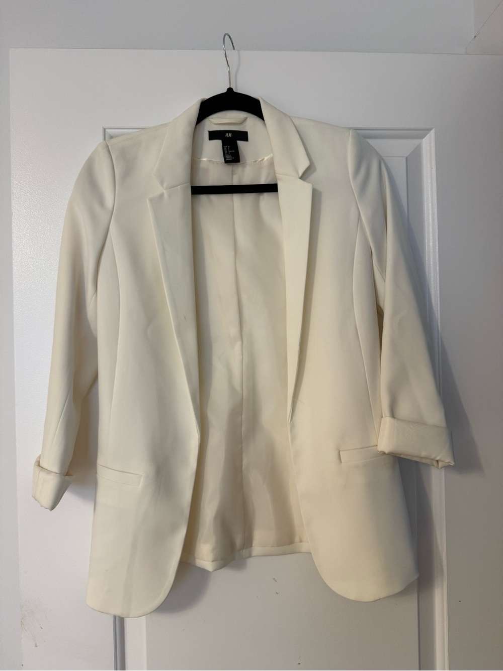 H&M Women's Cream Open-Front Blazer Jacket
